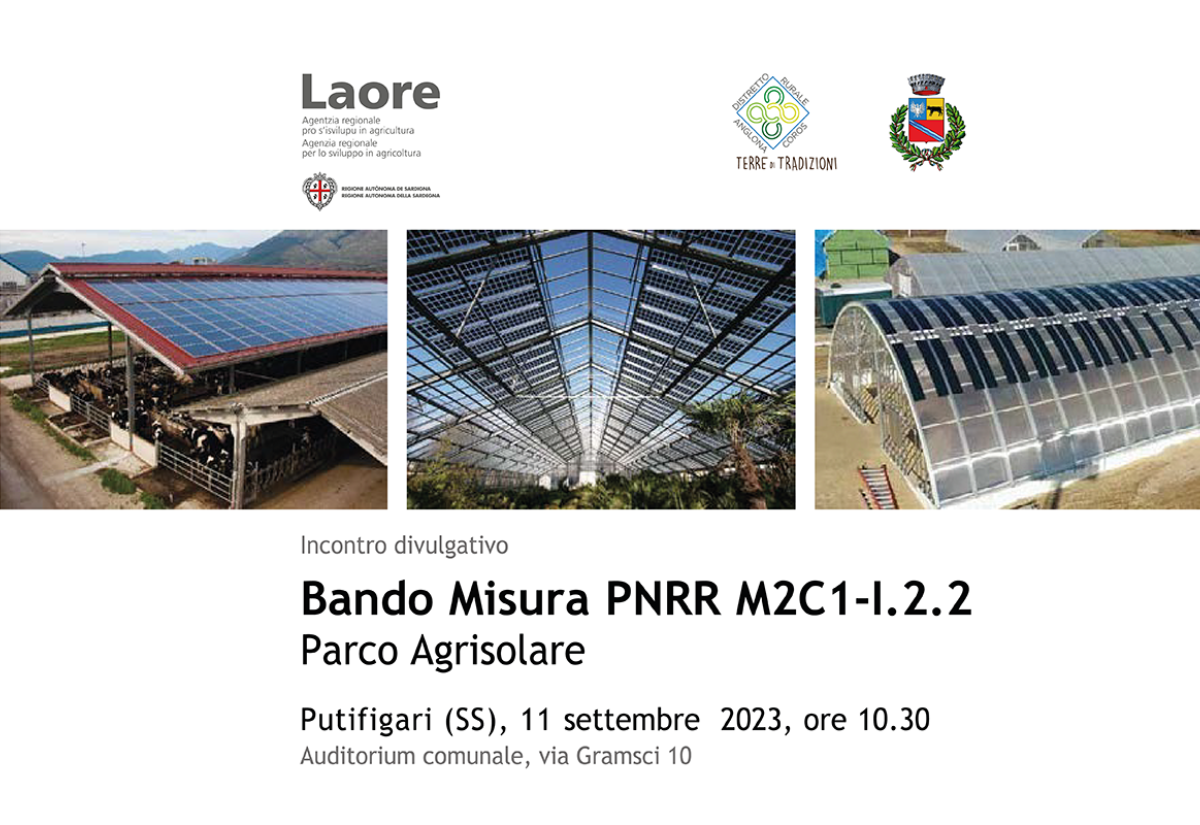 Bando Agrisolare, incontro informativo a Putifigari